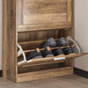 SoBuy FSR137-F Dulap de Pantofi cu 2 Sertare Rabatabile, Subțire 23cm pentru Hol Intrare – 60x23x79 cm, Lemn Închis la Culoare
