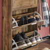 SoBuy Rack de încălțăminte sold cu 3 Limelights care economisește mașina Slim, 60x23x115cm, nuc, FSR137-L-F
