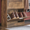 SoBuy Rack de încălțăminte sold cu 3 Limelights care economisește mașina Slim, 60x23x115cm, nuc, FSR137-L-F