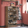 SoBuy Rack de încălțăminte sold cu 3 Limelights care economisește mașina Slim, 60x23x115cm, nuc, FSR137-L-F