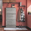 SoBuy FSR137-L-HG Meuble à Chaussures à Abattants 3 Niveaux Grande Capacité – Rangement Discret pour Entrée – Gris Effet Bois