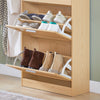 SoBuy Rack de încălțăminte sold cu 3 Limelights Brifling Suport Slim, 60x23x115cm, Natural, FSR137-L-J