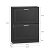 SoBuy FSR137-SCH Dulap Pantofar cu Clapetă, 2 Niveluri – Depozitare Discretă pentru Hol – 60x25x80 cm Negru