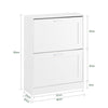 SoBuy FSR137-W Dulap de pantofi cu 2 compartimente rabatabile – Soluție discretă de depozitare pentru hol – 60x25x80 cm Alb