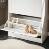 SoBuy FSR137-W Dulap de pantofi cu 2 compartimente rabatabile – Soluție discretă de depozitare pentru hol – 60x25x80 cm Alb