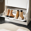 SoBuy FSR137-W Dulap de pantofi cu 2 compartimente rabatabile – Soluție discretă de depozitare pentru hol – 60x25x80 cm Alb