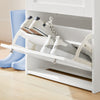 SoBuy FSR144-WN Armoire à Chaussures 3 Abattants et 2 Crochets, Meuble d'Entrée pour Couloir – Blanc et Naturel