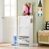 SoBuy FSR144-WN Armoire à Chaussures 3 Abattants et 2 Crochets, Meuble d'Entrée pour Couloir – Blanc et Naturel