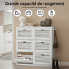 SoBuy FSR145-W Armoire à Chaussures 6 Abattants et 2 Crochets, Grande Capacité pour Entrée Couloir – 115x30x112 cm, Blanc