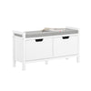 SoBuy FSR146-W Banchetă pentru încălțăminte cu pernă căptușită și 2 uși pentru hol/intrare – 91x30x50 cm, Alb