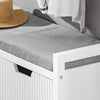 SoBuy FSR146-W Banchetă pentru încălțăminte cu pernă căptușită și 2 uși pentru hol/intrare – 91x30x50 cm, Alb