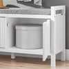 SoBuy FSR146-W Banchetă pentru încălțăminte cu pernă căptușită și 2 uși pentru hol/intrare – 91x30x50 cm, Alb