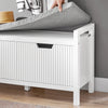 SoBuy FSR146-W Banchetă pentru încălțăminte cu pernă căptușită și 2 uși pentru hol/intrare – 91x30x50 cm, Alb