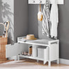 SoBuy FSR146-W Banchetă pentru încălțăminte cu pernă căptușită și 2 uși pentru hol/intrare – 91x30x50 cm, Alb