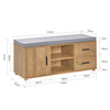 SoBuy FSR148-N Banc pentru Pantofi cu Pernă Căptușită, 2 Compartimente, 1 Ușă și 2 Sertare pentru Hol – 110x35x47 cm, Natur