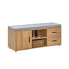 SoBuy FSR148-N Banc pentru Pantofi cu Pernă Căptușită, 2 Compartimente, 1 Ușă și 2 Sertare pentru Hol – 110x35x47 cm, Natur