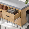 SoBuy FSR148-N Banc pentru Pantofi cu Pernă Căptușită, 2 Compartimente, 1 Ușă și 2 Sertare pentru Hol – 110x35x47 cm, Natur