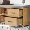 SoBuy FSR148-N Banc pentru Pantofi cu Pernă Căptușită, 2 Compartimente, 1 Ușă și 2 Sertare pentru Hol – 110x35x47 cm, Natur