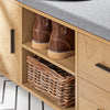 SoBuy FSR148-N Banc pentru Pantofi cu Pernă Căptușită, 2 Compartimente, 1 Ușă și 2 Sertare pentru Hol – 110x35x47 cm, Natur