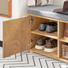 SoBuy FSR148-N Banc pentru Pantofi cu Pernă Căptușită, 2 Compartimente, 1 Ușă și 2 Sertare pentru Hol – 110x35x47 cm, Natur