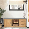 SoBuy FSR148-N Banc pentru Pantofi cu Pernă Căptușită, 2 Compartimente, 1 Ușă și 2 Sertare pentru Hol – 110x35x47 cm, Natur