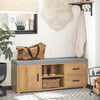 SoBuy FSR148-N Banc pentru Pantofi cu Pernă Căptușită, 2 Compartimente, 1 Ușă și 2 Sertare pentru Hol – 110x35x47 cm, Natur