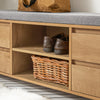 SoBuy FSR149-N Banc pentru Pantofi cu Pernă Căptușită și Sertare, Mobilier de Hol – 110x35x45 cm, Natural
