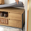 SoBuy FSR149-N Banc pentru Pantofi cu Pernă Căptușită și Sertare, Mobilier de Hol – 110x35x45 cm, Natural