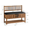 SoBuy FSR150-N Banc d'Entrée avec Dossier et Coussin Rembourré, Bout de Lit en Bois de Pin pour Chambre – 90x35x75 cm, Naturel