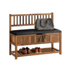 SoBuy FSR150-N Banc d'Entrée avec Dossier et Coussin Rembourré, Bout de Lit en Bois de Pin pour Chambre – 90x35x75 cm, Naturel