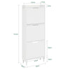 SoBuy FSR151-H-W Dulap de Pantofi cu 3 Uși Batante Ultra-Subțire 19cm, Organizator Compact pentru Hol Intrare – 50x19x129 cm, Alb