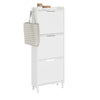 SoBuy FSR151-H-W Dulap de Pantofi cu 3 Uși Batante Ultra-Subțire 19cm, Organizator Compact pentru Hol Intrare – 50x19x129 cm, Alb