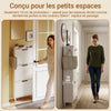 SoBuy FSR151-H-W Dulap de Pantofi cu 3 Uși Batante Ultra-Subțire 19cm, Organizator Compact pentru Hol Intrare – 50x19x129 cm, Alb