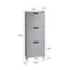 SoBuy FSR151-H-HG Dulap de pantofi ultra-subțire, 3 compartimente rabatabile, 19 cm, Organizare compactă pentru hol/intrare – 50x19x129 cm, Gri