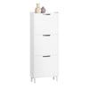 SoBuy FSR151-H-W Dulap de Pantofi cu 3 Uși Batante Ultra-Subțire 19cm, Organizator Compact pentru Hol Intrare – 50x19x129 cm, Alb