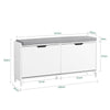 Prévente SoBuy FSR151-L-W Meuble à Chaussures Banc à Chaussures - Rangement Chaussures avec 4 Compartiments - Coussin Confortable - Capacité de Charge 250 kg - Banc d'Entrée en Bois Blanc 105 x 24 x 52 cm