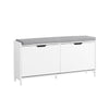 Prévente SoBuy FSR151-L-W Meuble à Chaussures Banc à Chaussures - Rangement Chaussures avec 4 Compartiments - Coussin Confortable - Capacité de Charge 250 kg - Banc d'Entrée en Bois Blanc 105 x 24 x 52 cm