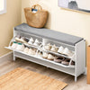 Prévente SoBuy FSR151-L-W Meuble à Chaussures Banc à Chaussures - Rangement Chaussures avec 4 Compartiments - Coussin Confortable - Capacité de Charge 250 kg - Banc d'Entrée en Bois Blanc 105 x 24 x 52 cm