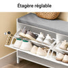 Prévente SoBuy FSR151-L-W Meuble à Chaussures Banc à Chaussures - Rangement Chaussures avec 4 Compartiments - Coussin Confortable - Capacité de Charge 250 kg - Banc d'Entrée en Bois Blanc 105 x 24 x 52 cm