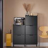 SoBuy FSR151-SCH Armoire à Chaussures 2 Abattants Ultra-Slim 19cm, Rangement Compact pour Entrée Couloir – 50x19x91 cm, Noir