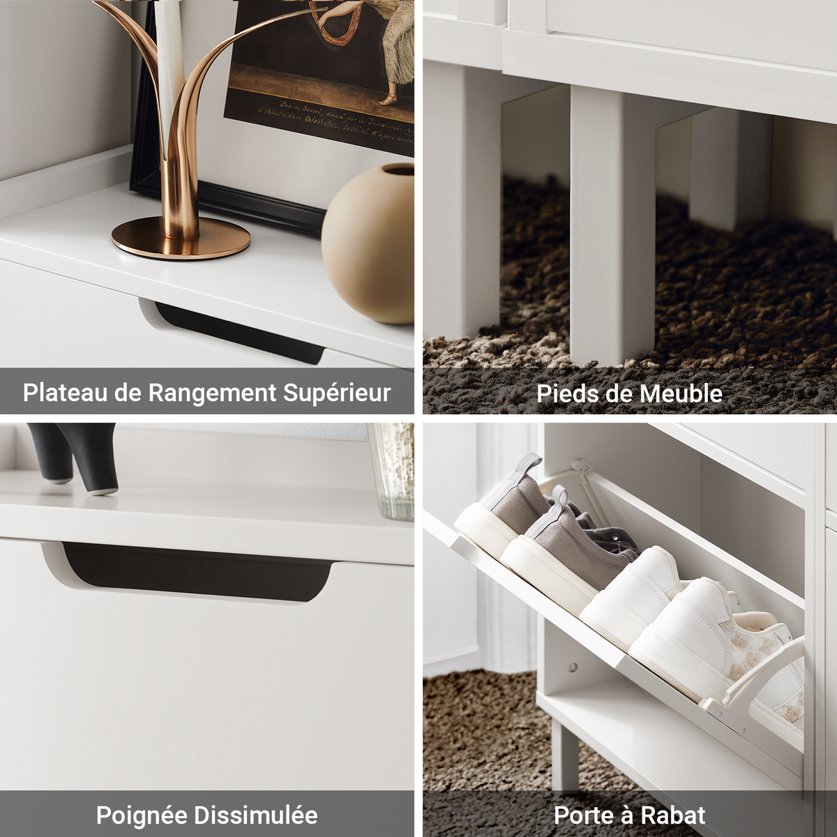 SoBuy FSR151-W Dulap de Pantofi cu 2 Rabatante Ultra-Subțire 19cm, Organizare Compactă pentru Hol – 50x19x91 cm, Alb