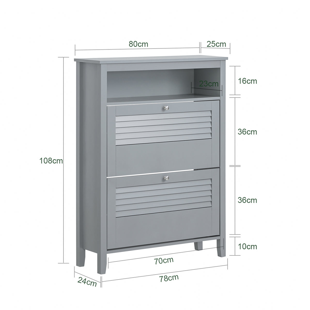 SoBuy FSR152-HG Dulap Pantofar cu 2 Uși Batante, Organizator pentru Hol Intrare – 80x25x108 cm, Gri