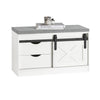 SoBuy FSR153-W Banc de Pantofi cu Pernă Căptușită și Ușă Glisantă Tip Hambar pentru Intrare – 80x30x49 cm, Alb
