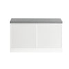 SoBuy FSR153-W Banc de Pantofi cu Pernă Căptușită și Ușă Glisantă Tip Hambar pentru Intrare – 80x30x49 cm, Alb