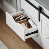 SoBuy FSR153-W Banc de Pantofi cu Pernă Căptușită și Ușă Glisantă Tip Hambar pentru Intrare – 80x30x49 cm, Alb