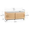 SoBuy FSR154-N Banc pentru Pantofi cu Pernă Căptușită, 2 Uși Glisante cu Fațadă din Ratan Împletit pentru Intrare – 110x40x49 cm, Natural