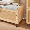 SoBuy FSR154-N Banc pentru Pantofi cu Pernă Căptușită, 2 Uși Glisante cu Fațadă din Ratan Împletit pentru Intrare – 110x40x49 cm, Natural