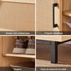 SoBuy FSR154-N Banc pentru Pantofi cu Pernă Căptușită, 2 Uși Glisante cu Fațadă din Ratan Împletit pentru Intrare – 110x40x49 cm, Natural