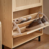 SoBuy FSR155-N Dulap de Pantofi cu 3 Uși Rabarabile Efect Ratan, Mobilier de Intrare Design – Natural