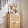 SoBuy FSR155-N Dulap de Pantofi cu 3 Uși Rabarabile Efect Ratan, Mobilier de Intrare Design – Natural
